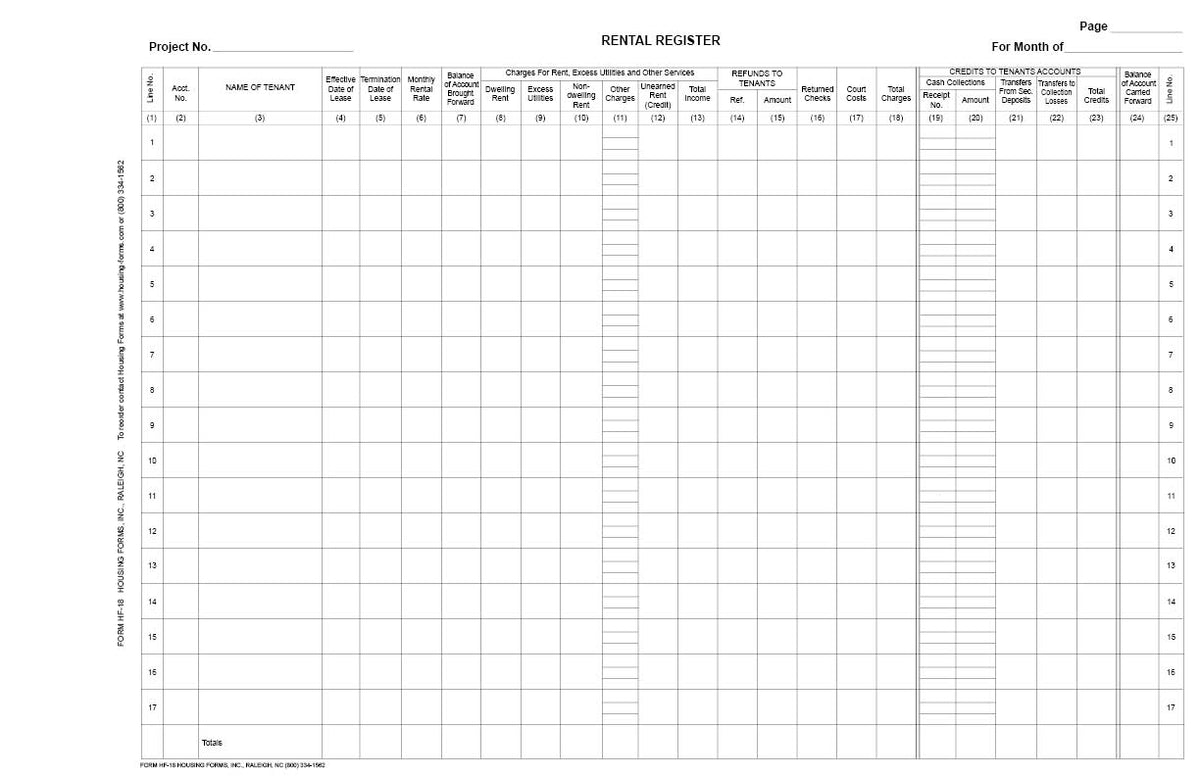 HF18 Rental Register HousingForms