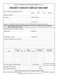 HF-115   Resident Community Service Time Sheet