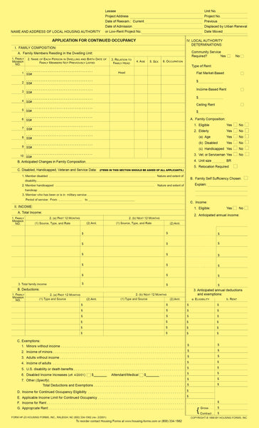 HF-23    Application for Continued Occupancy