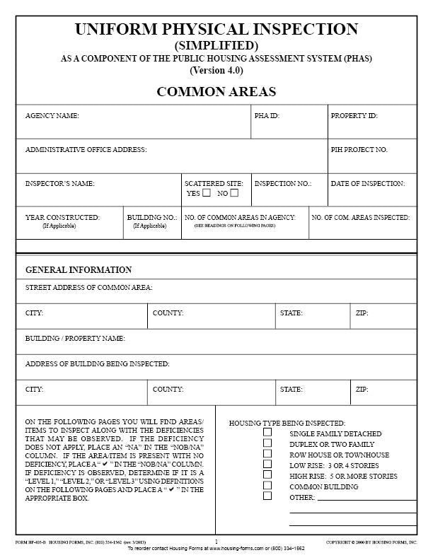 HF-405-B UPCS Common Areas (includes definitions) – Housing-Forms