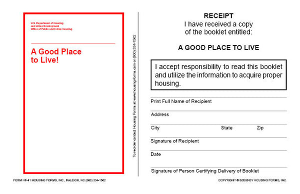HF-41  A Good Place to Live Receipt